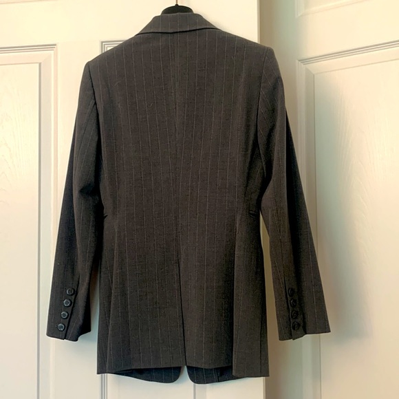 Express Stretch gray stripe 2-button blazer jacket with pockets size 1/2 - Picture 3 of 3
